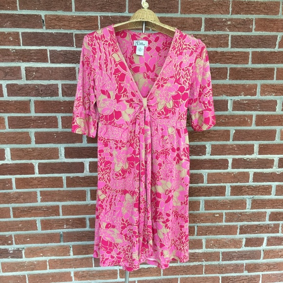 Lilly Pulitzer Dresses & Skirts - Lilly Pulitzer Silk Pink Safari Print Dress Sz 10